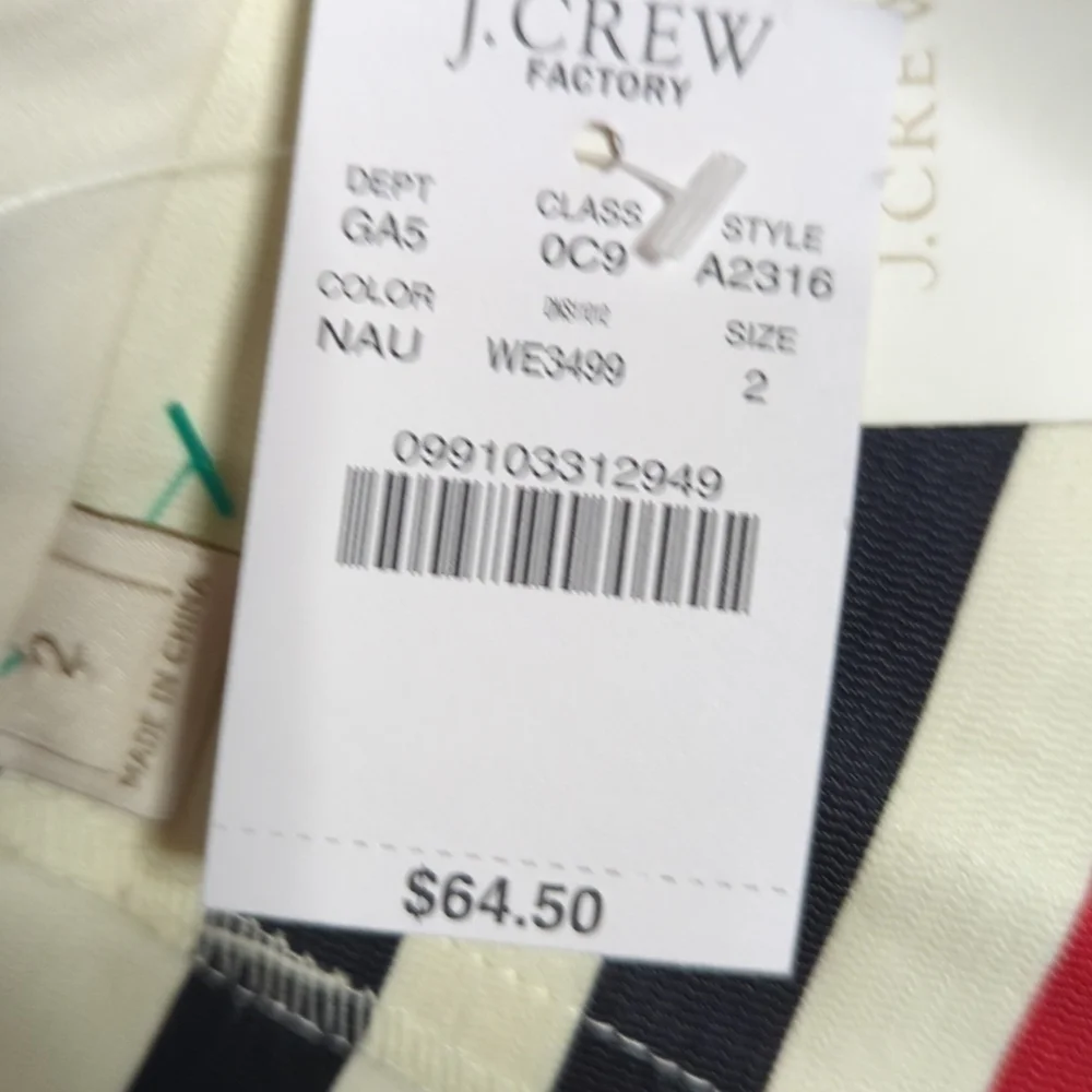 J. Crew striped preppy white  bright cotton summer coastal mini skirt NWT  sz 2
